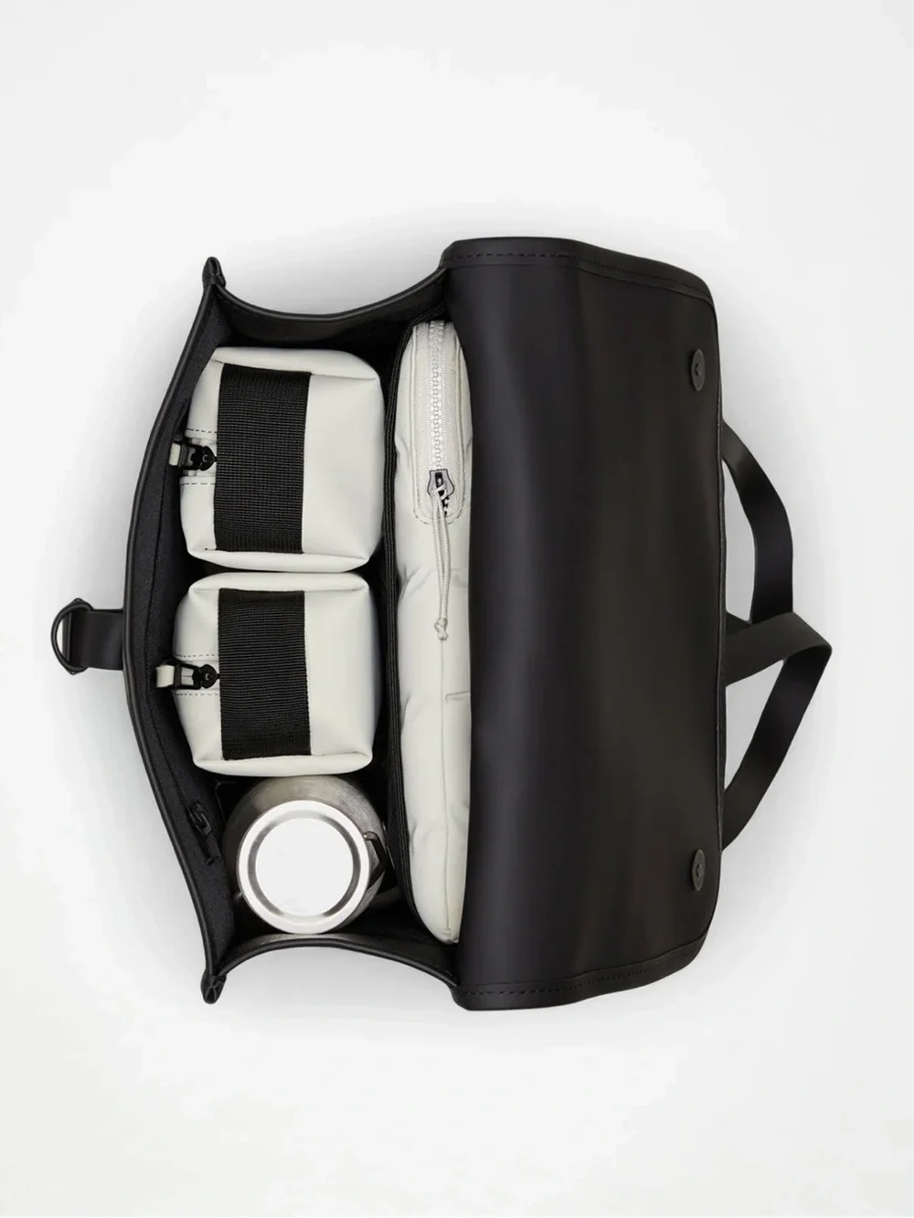 Rains Matte Black Minimalist Backpack